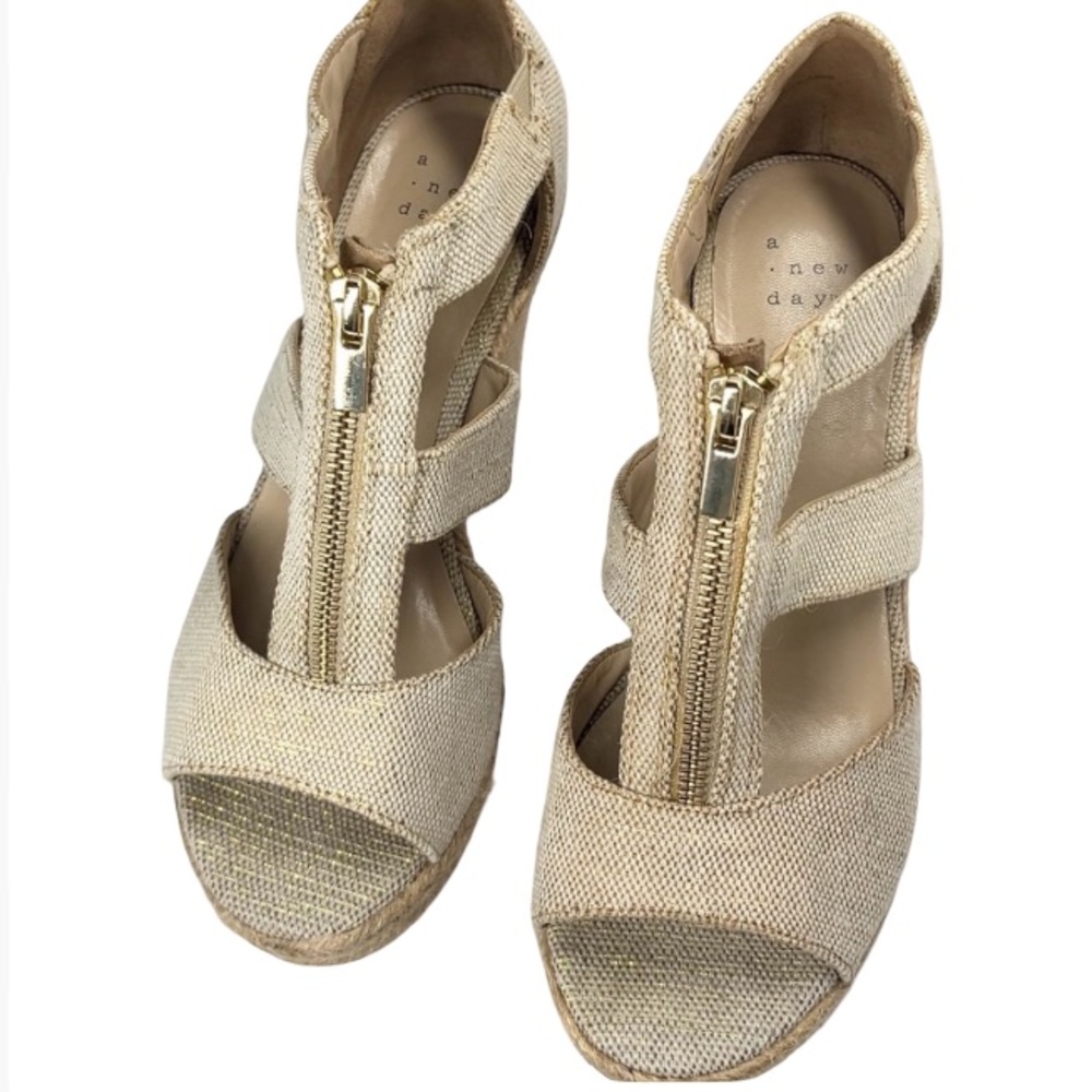 A New Day Tan Espadrille Sandals with T-Strap Design